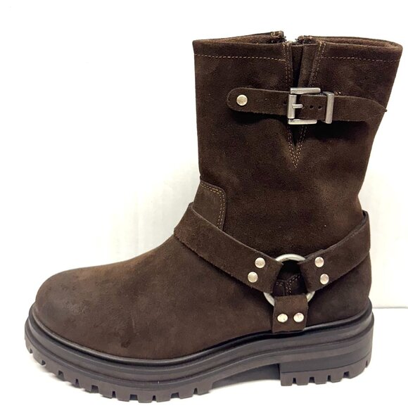 MIZ MOOZ SUEDE BOOTS SIDE ZIP BUCKLE 37EU/ 7US CHESTNUT Z-124 - Picture 3 of 5